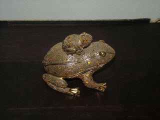 BOMBAY COMPANY Frog Desk Set | Jeweled w/ Letter Opener | Gold Rhinestone Froggy 7