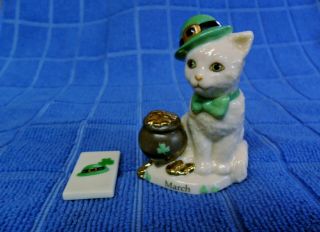 Lenox Perpetual Calendar Replacement Cat Figurine & Tile March Playful Kitten