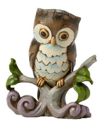 Jim Shore Heartwood Creek Mini Owl On Branch Stone Resin Figurine,  3.  25”