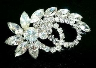 Vintage Estate Jewelry Brooch Antique Rhinestone Clear,  Prong Set Pin - Gorgeous
