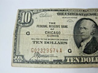 (3) Federal Reserve Bank of Chicago 1929 10 Dollar Note,  1957 1963 1 Dollar 3