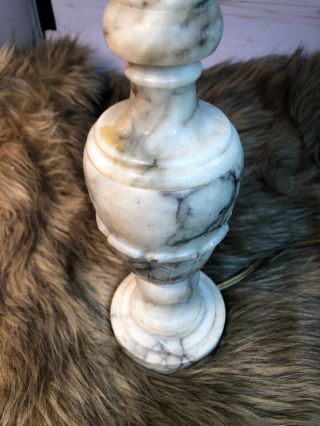 12” Vintage Neoclassical Italian Carved White Alabaster Marble Lamp Italy 2