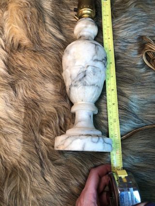 12” Vintage Neoclassical Italian Carved White Alabaster Marble Lamp Italy 8