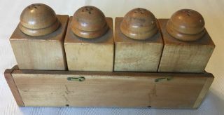 Wooden Spice Rack Antique Vintage with 4 Wooden Shackers with Chef Painting 2