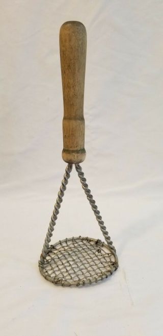 Antique Potato Masher,  Twisted Wire,  Wooden Handle,  Primitive Kitchen Tool