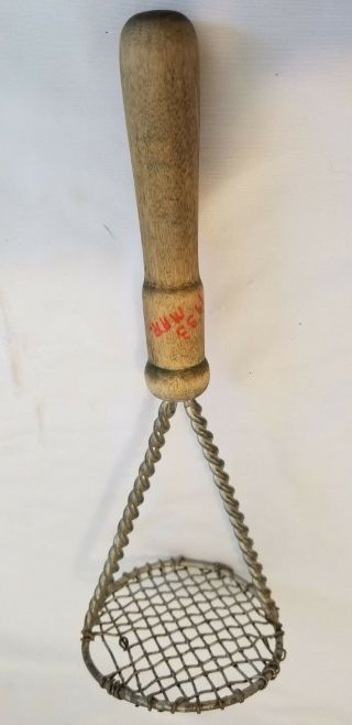 Antique Potato Masher,  Twisted Wire,  Wooden Handle,  Primitive Kitchen Tool 4