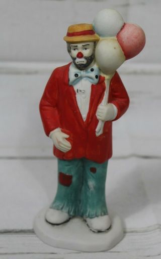 Ernest Kelly Jr.  Flambro Hobo Clown Red Jacket Holding Balloons