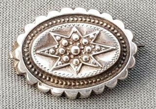 Antique Victorian Silver Sweetheart Mourning Pin Brooch
