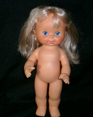 12 " Vintage Ideal Toy Corp 1980 Blonde Doll Pretty Curls Girl Rubber Blue Eyes