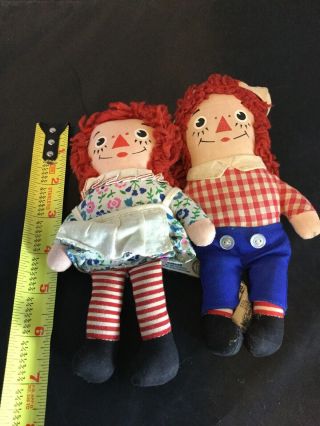 Vintage Raggedy Ann And Andy Stuffed Dolls 7” Knickerbocker