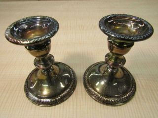 Antique Empire Sterling Silver Weighted Candlestick Holders 611 Set Of 2