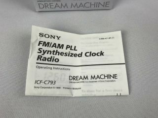 Sony ICF - C793 Dream Machine AM/FM Alarm Clock Radio Dual Alarm 8