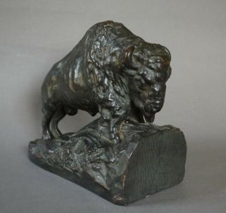 Exquisite Bronze Clad Arts & Crafts BUFFALO BISON Book Ends Early 1900s 12
