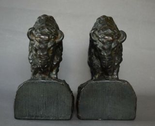 Exquisite Bronze Clad Arts & Crafts BUFFALO BISON Book Ends Early 1900s 2