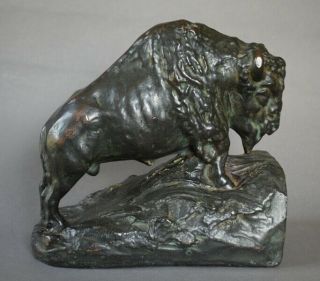 Exquisite Bronze Clad Arts & Crafts BUFFALO BISON Book Ends Early 1900s 4