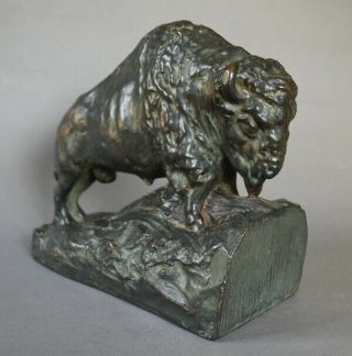 Exquisite Bronze Clad Arts & Crafts BUFFALO BISON Book Ends Early 1900s 6