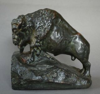 Exquisite Bronze Clad Arts & Crafts BUFFALO BISON Book Ends Early 1900s 8