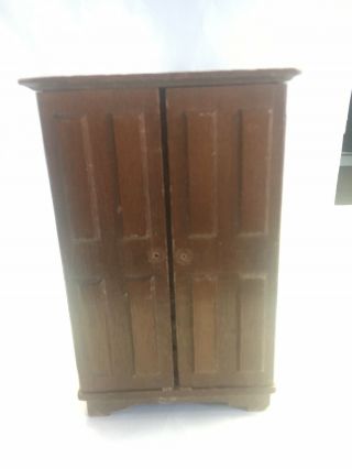 Vintage Dollhouse Miniatures 1/12 Scale Wooden Wardrobe Dresser Combo Drawers