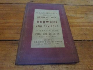 Vintage Cloth W H Smith Ordnance Survey Map Of The Environs Of Norwich