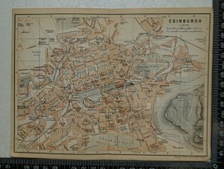 1887 - Baedeker Street Plan Map Of Edinburgh - Scotland