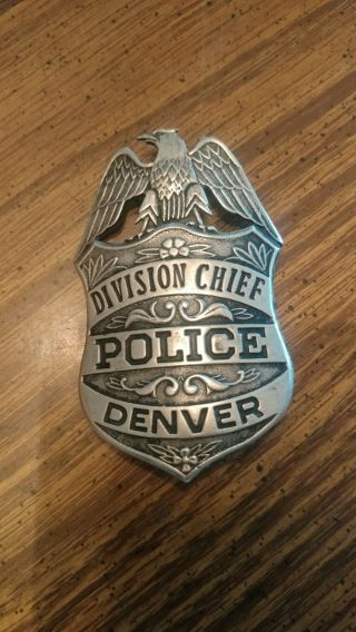 Sterling silver obsolete badge reenactment Division Chief Police Denver 1890s 7