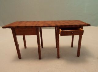 Vintage Dollhouse Miniature Artisan Signed desk with drawer by S.  Hoelte,  1980 2