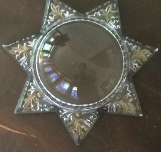 Antique Magnifying Goofus Dome Glass Paperweight Victorian Mourning Star