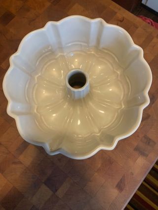 Longaberger Pottery Fluted Bundt Cake Pan Ivory Woven Traditions 2