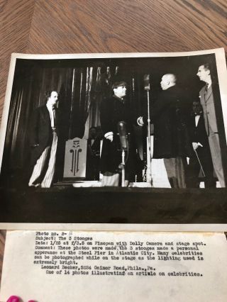 Vintage 3 Stooges Picture With Photographers Written Details