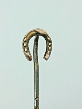 Vintage Antique 9 Carat Gold Lucky Horse Shoe Stick Tie Pin Gilt Metal Hunting