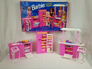 1992 Vintage Barbie Kitchen Playset 7472 Mattel Stove Dishwasher Refrigerator