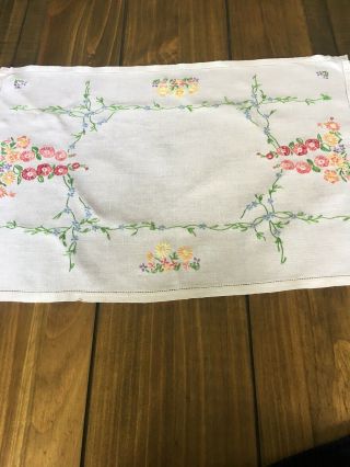 Vintage Hand Embroidered Tray Cloths/table Toppers.  Crinoline Ladies