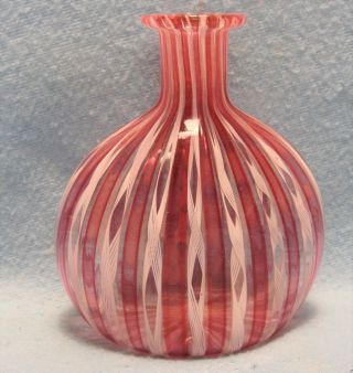 Antique Hand Blown Italian Art Glass Vase W/ Pontil.  A
