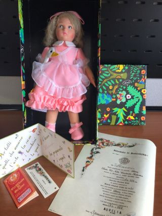 Vintage Felt Lenci Doll,  Aurelia,  1983,  Box,  Certificate,  Italy
