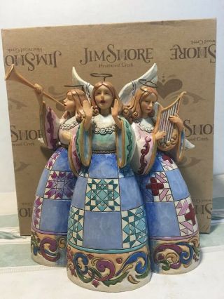 Jim Shore “choir Of Angels Rejoice” Triple Angel Figurine 8”h - Open Box