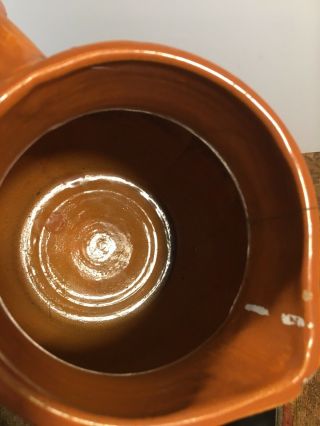 Antique Clay Glazed Brown Pitcher No.  232.  Slight Crack,  Small Chip, 2