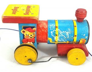 Vintage Fisher Price Whistling Engine Antique Pull Toy 617 Made In Usa