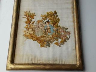 Antique Georgian Needlework Silk Work Tapestry Sampler Embroidery Picture