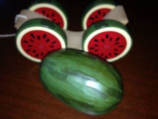 BRIERE Design Studios,  Watermelon On A Cart Roly - Poly Pull Toy Folk Art 2