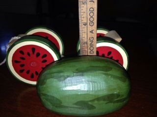 BRIERE Design Studios,  Watermelon On A Cart Roly - Poly Pull Toy Folk Art 4