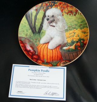 Pumpkin Poodle Cherished Poodles Danbury Collector Plate Gold Trim