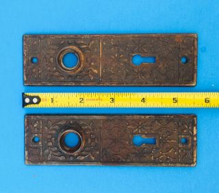 Vintage/antique Door Lock Plates With Key Hole (1) Pair See Pic 