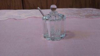 Antique Pressed Glass Salt Dip with Lid And Spoon Cellar 2