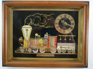 Linden Clock Art 1855 Steam Locomotive & Tender Framed Desk Or Wall 10x8