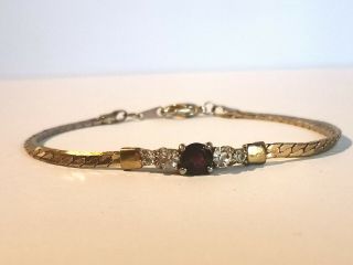 Gold Tone Bracelet With Red And Clear Stones - Metal Detecting Find