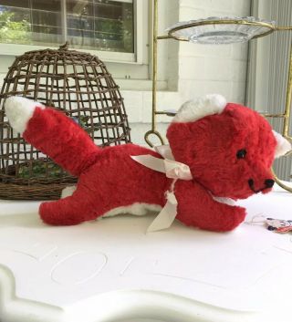 Vintage Red Fox Stuffed Plush Animal By Ideal With Bear Tag 16 "