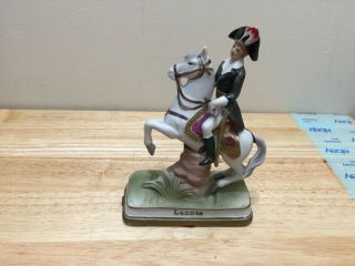 Soldier On White Horse Ceramic Figurine Lannes 6.  5  T 4.  5
