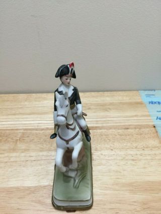 Soldier on White Horse Ceramic Figurine Lannes 6.  5  T 4.  5 2