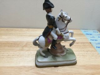 Soldier on White Horse Ceramic Figurine Lannes 6.  5  T 4.  5 3