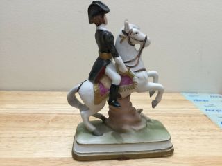 Soldier on White Horse Ceramic Figurine Lannes 6.  5  T 4.  5 4